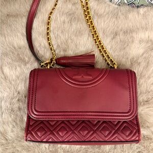 Tory Burch Red Crossbody Bag with Gold Chain